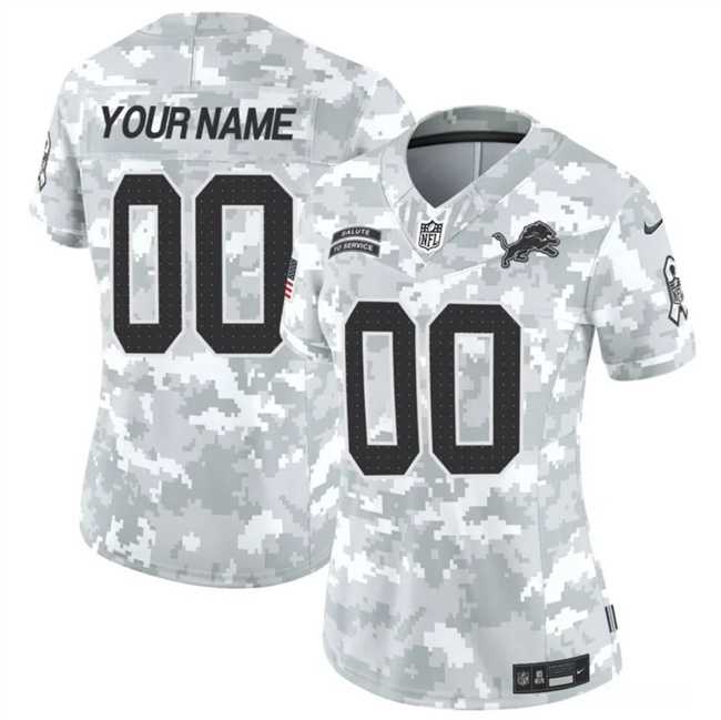 Womens Detroit Lions Active Player Custom 2024 F.U.S.E Arctic Camo Salute To Service Limited Stitched Jersey(Run Small)